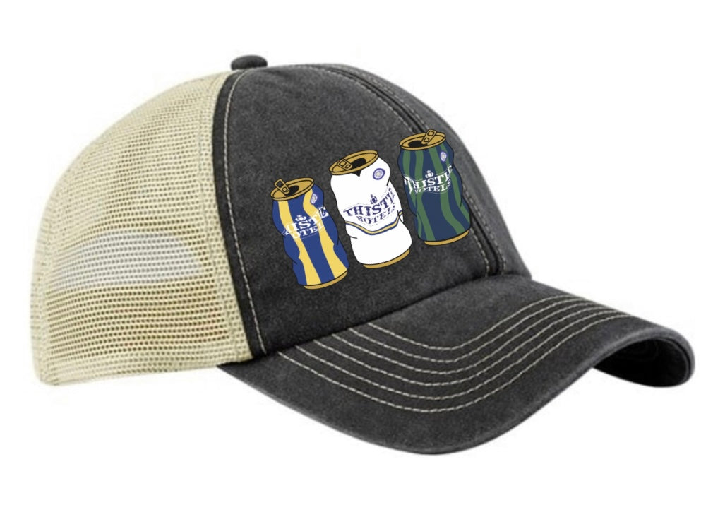 Leeds Retro Trucker Cap With Embroidered Beer Tins