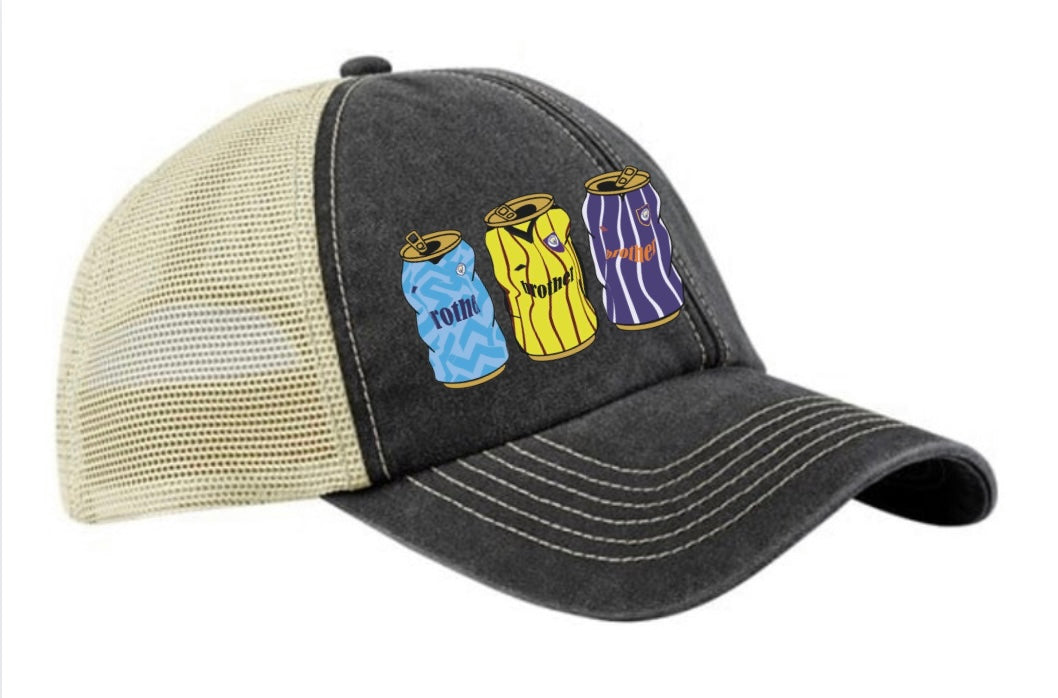 Man City Retro Trucker Cap With Embroidered Beer Tins