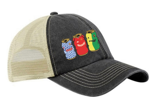 Man Utd Retro Trucker Cap With Embroidered Beer Tins