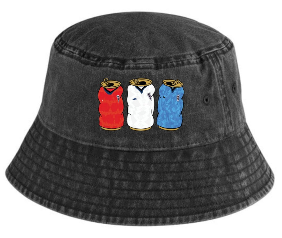 England Retro Black Bucket With Embroidered Beer Tins