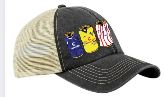 Chelsea Retro Trucker Cap With Embroidered Beer Tins